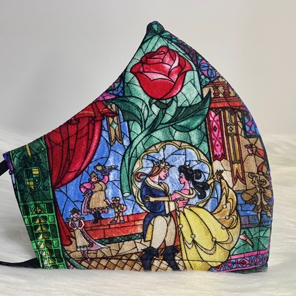 Stained Glass Beauty and the Beast adult face mask - Picture 3 of 6